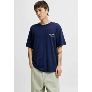 Jack & Jones, Bő fazonú férfi póló mintával a hátoldalán, kék, L