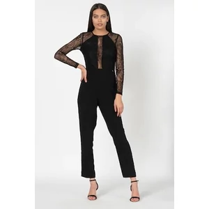 GUESS JEANS, Maxi overall csipke betétekkel, Fekete, XS 