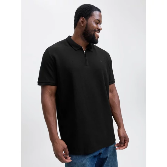 Jack & Jones Plus Size – Klasszikus Cipzáras Feket Pólóing, 3XL