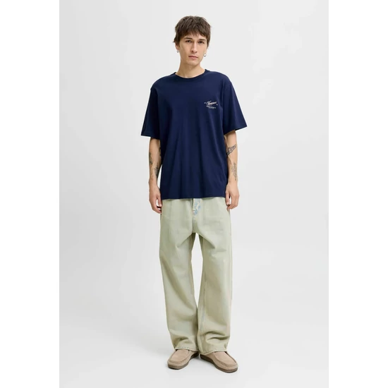 Jack & Jones, Bő fazonú férfi póló mintával a hátoldalán, kék, L