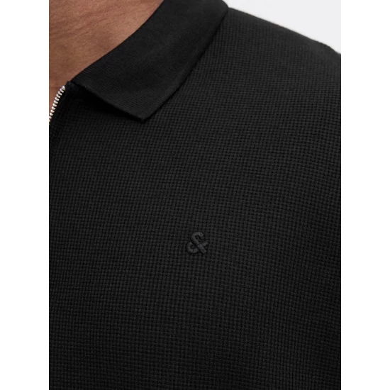 Jack & Jones Plus Size – Klasszikus Cipzáras Feket Pólóing, 3XL