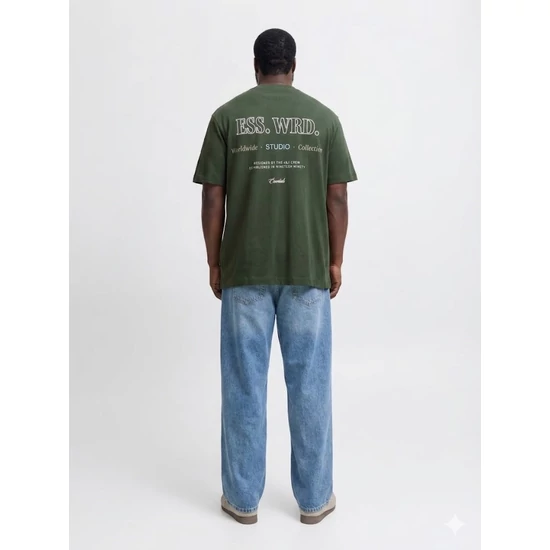 JACK & JONES – Urban Edge Studio Zöld Féfi Póló (Plus Size), 3xl