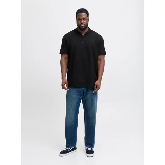 Jack & Jones Plus Size – Klasszikus Cipzáras Feket Pólóing, 3XL