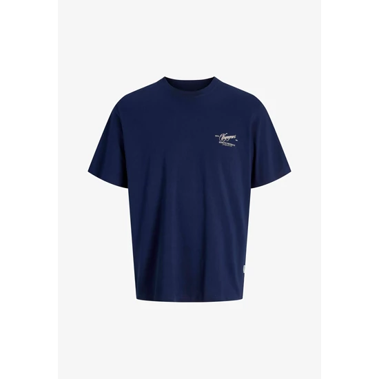 Jack & Jones, Bő fazonú férfi póló mintával a hátoldalán, kék, L