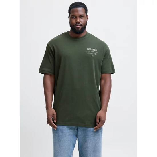 JACK & JONES – Urban Edge Studio Zöld Féfi Póló (Plus Size), 3xl