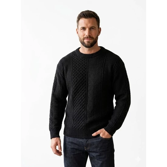 Jack & Jones Fekete Férfi Kötött Pulóver - L