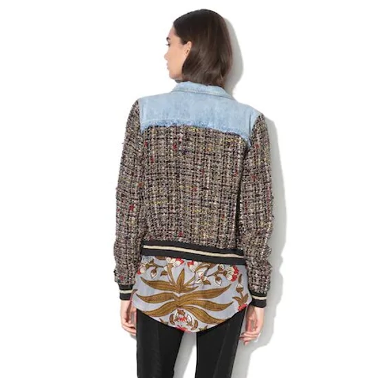 DESIGUAL, Valais gyapjútartalmú tweed és farmer dzseki, Többszínű, 38 