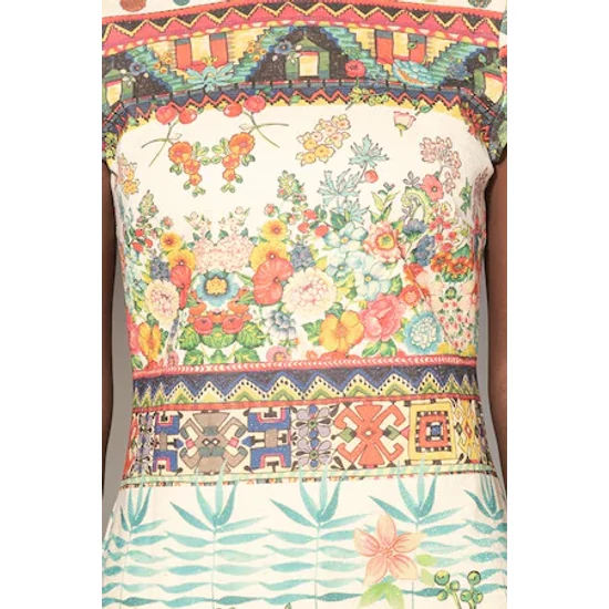 DESIGUAL, Elvira rövid ruha csónaknyakkal, Többszínű, S