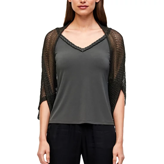 s.Oliver  Black Label Fekete Hálós Női Poncsó, One Size