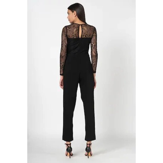 GUESS JEANS, Maxi overall csipke betétekkel, Fekete, XS 