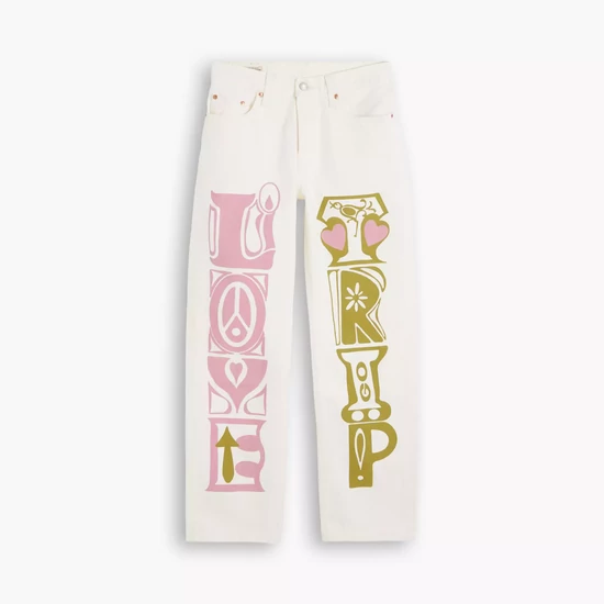 Levis 501 '90s Tört Fehér Mintás Női Farmer,  w29 l32