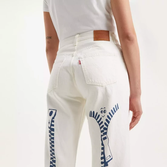 Levis 501 '90s Tört Fehér Mintás Női Farmer,  w29 l32