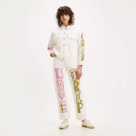 Levis 501 '90s Tört Fehér Mintás Női Farmer,  w29 l32