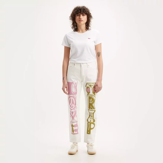 Levis 501 '90s Tört Fehér Mintás Női Farmer,  w29 l32