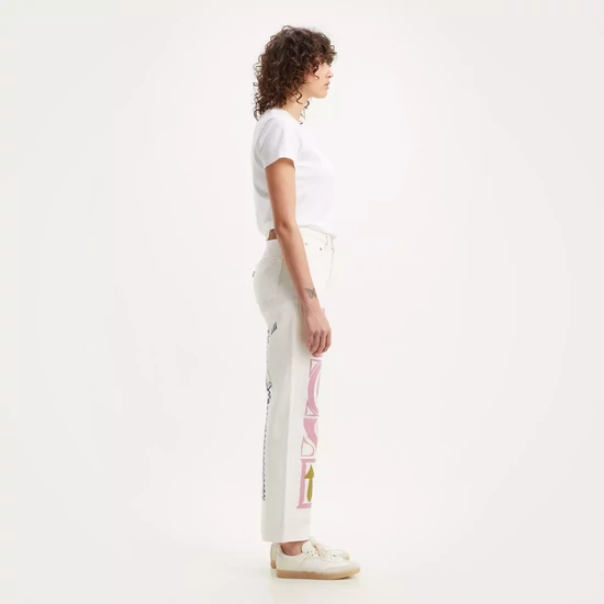 Levis 501 '90s Tört Fehér Mintás Női Farmer,  w29 l32