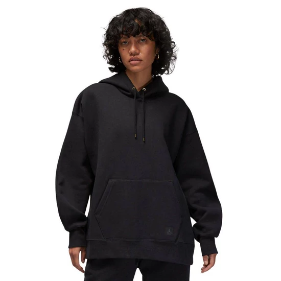 Nike, Ejtett ujjú kapucnis bő fazonú pulóver kenguruzsebbel, Fekete, XS