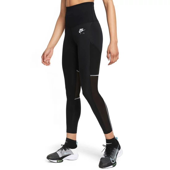 Nike, Air Dri-FIT magas derekú sportleggings futáshoz, Fekete/Szürke, S