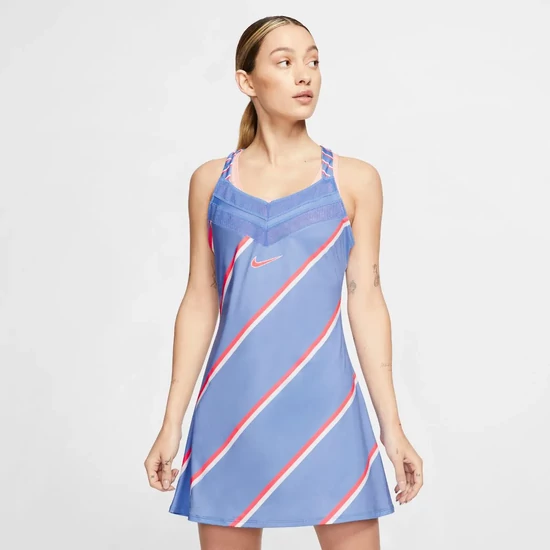 NikeCourt Női Teniszruha – Királykék/Vörös-korall/Fehér, M