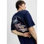 Jack & Jones, Bő fazonú férfi póló mintával a hátoldalán, kék, L