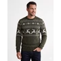 Jack & Jones Zöld - Fehér Férfi Karácsonyi Pulóver – L